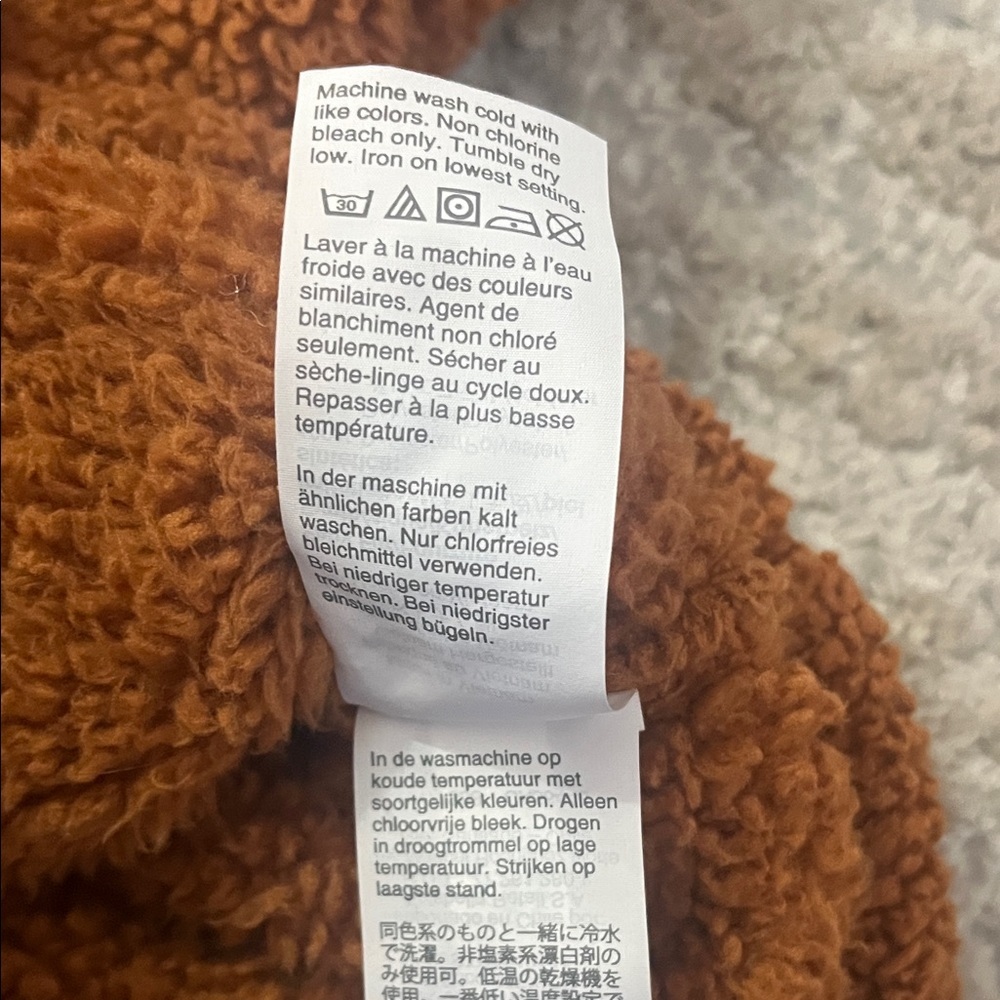 J. Crew Orange Pink Sherpa Pullover Oversized Fleece Sweatshirt Jacket Large - Picture 6 of 7